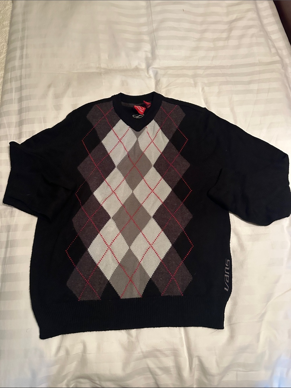 Vans Men's Black Argyle Sweater - Classic V-Neck